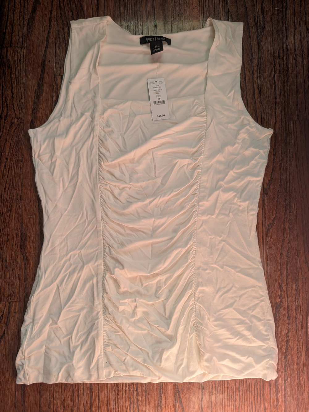 Cream Off White Ruched Sleeveless Top by White House Black Market, NWT, Medium